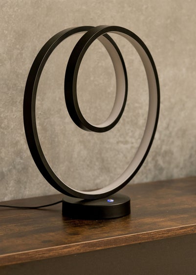 ValueLights Infinity Matt Black Loop Integrated LED Table Lamp (32cm x 30cm x 12cm)