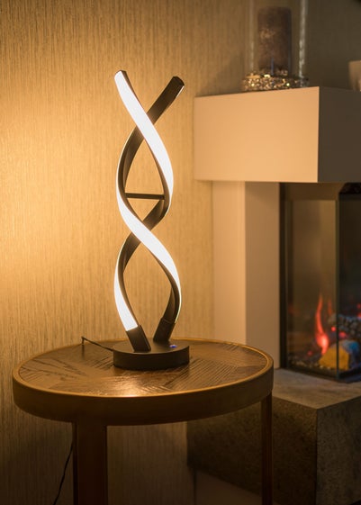 ValueLights Infinity Matt Black Double Twist Integrated LED Table Lamp (48cm x 12cm x 12cm)