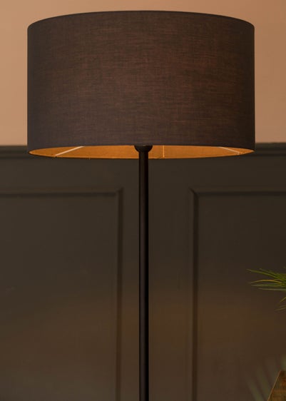 ValueLights Tavel Matt Black Floor Lamp Black Shade (132.5cm x 14cm x 35cm)