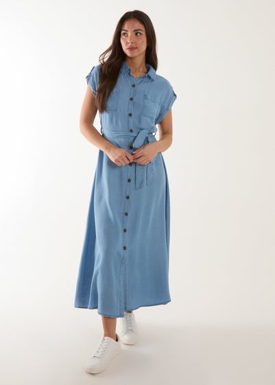 Blue Vanilla Blue Midi Tencel Shirt Dress