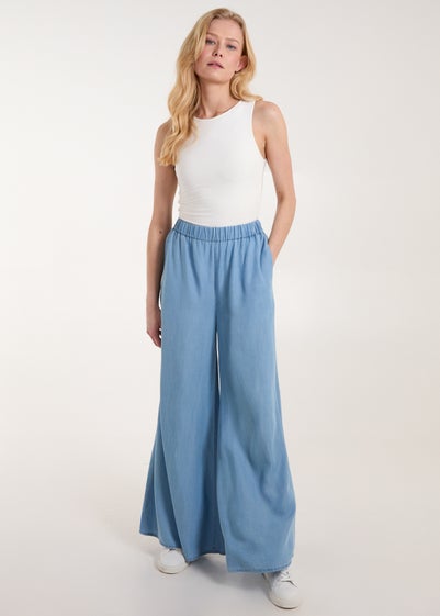 Blue Vanilla Blue Tencel Wide Leg Trousers