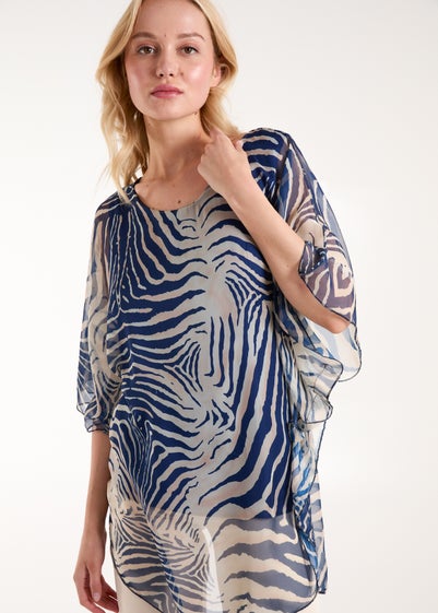 Blue Vanilla Navy Zebra Oversized Tunic