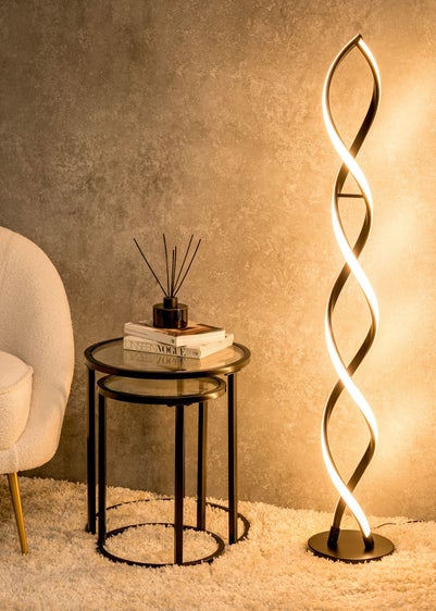 ValueLights Infinity Matt Black Double Twist Integrated LED Floor Lamp (120cm x 20cm x 20cm)