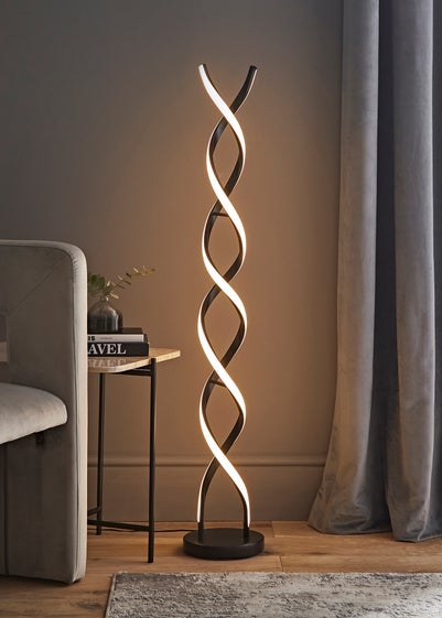 ValueLights Infinity Matt Black Double Twist Integrated LED Floor Lamp (120cm x 20cm x 20cm)