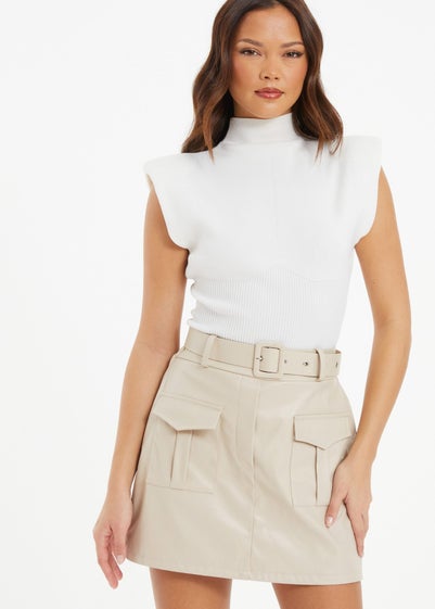 Quiz Stone Faux Leather Skort