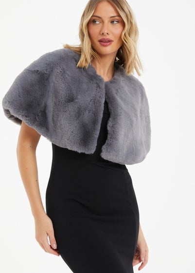 Quiz Grey Faux Fur Wrap