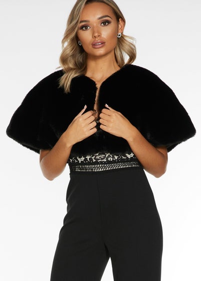 Quiz Black Faux Fur Wrap