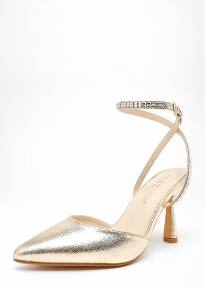 Quiz Gold Wide Fit Court Heels