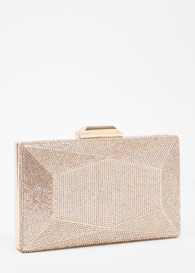 Quiz Gold Diamante Geometric Box Bag