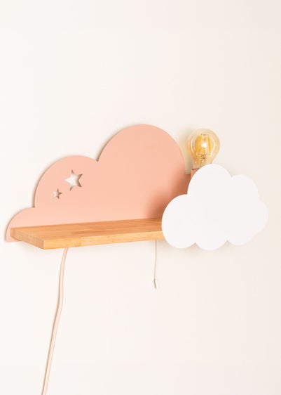 ValueLights Pink and White Cloud Shelf  Wall Light (20cm x 46cm x 12cm)