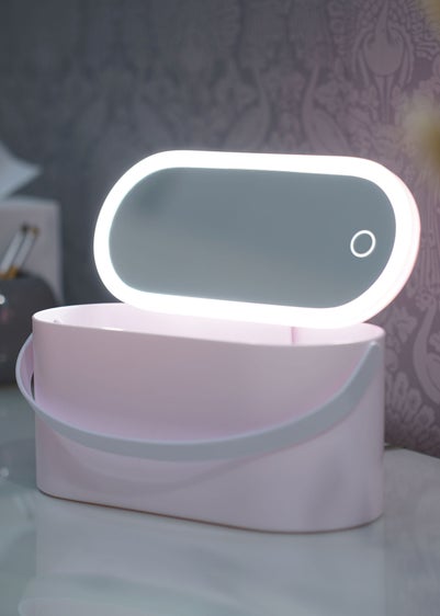 ValueLights White LED Make Up Mirror Storage Carry Box (11.4cm x 24cm x 10.5cm)