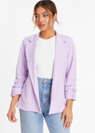 Quiz Lilac Petite Ruched Sleeve Tailored Blazer