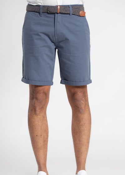 Tokyo Laundry Blue Cotton Belted Chino Shorts