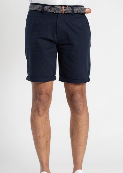 Tokyo Laundry Navy Cotton Belted Chino Shorts