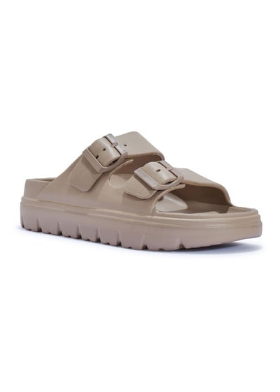 Urban Bliss Mocha Rubberised Buckle Sliders