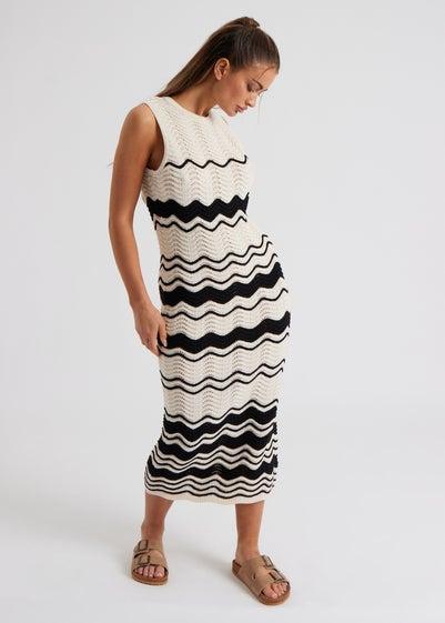 Urban Bliss Cream Zig Zag Pointelle Midaxi Dress