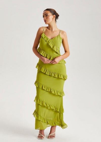 Urban Bliss Green Ruffle Maxi Dress