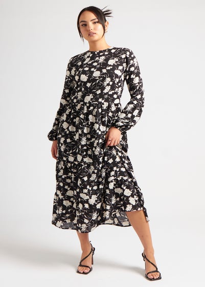 Urban Bliss Black Floral Smock Dress