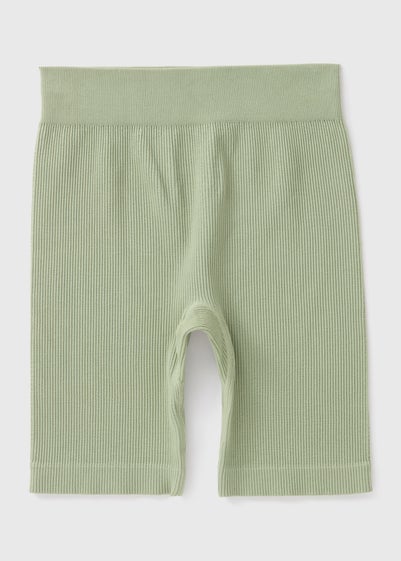 Girls Khaki Seamless Ribbed Shorts