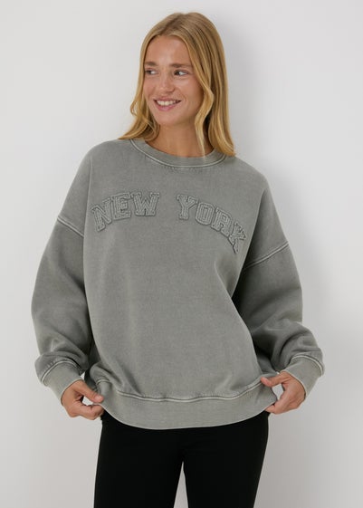 Green Acid Wash New York Sweatshirt