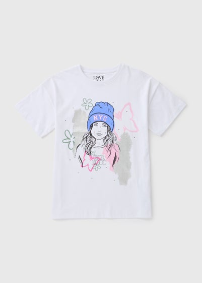 Girls White NYC T-Shirt (7-15yrs)