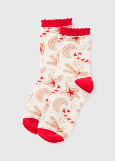 1 Pack Cream Gingerbread Crew Socks