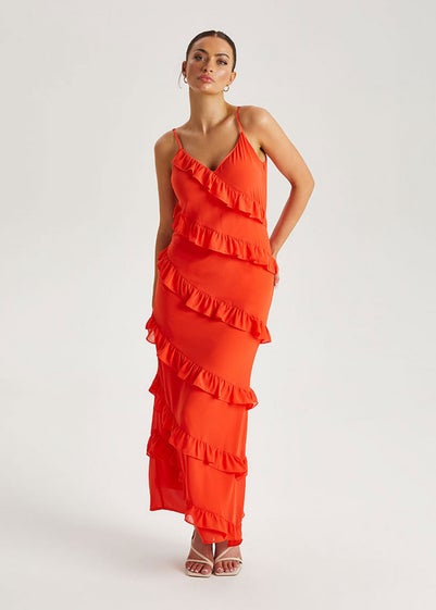 Urban Bliss Red Ruffle Maxi Dress