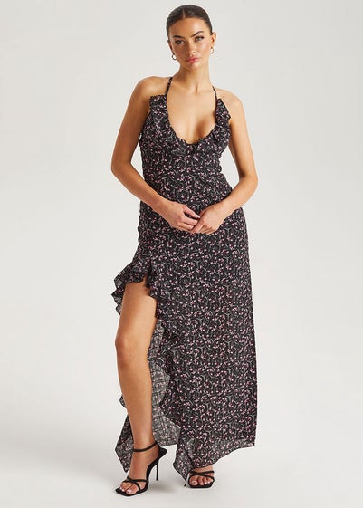 Urban Bliss Black Chiffon Ruffle Strappy Maxi Dress