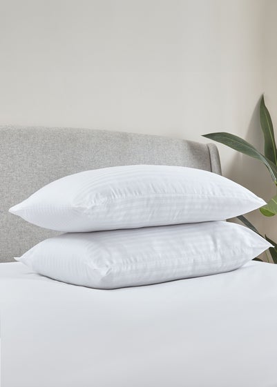 Catherine Lansfield 200 Thread Count Hotel Satin Stripe Cotton Pillow Pair (48x74cm)