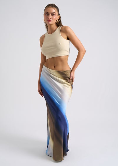 Urban Bliss Blue Ombre Bias Cut Maxi Skirt