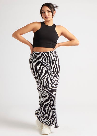 Urban Bliss Black Zebra Plisse Maxi Skirt