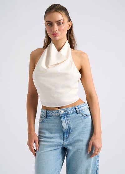 Urban Bliss Cream Halter Cowl Neck Top