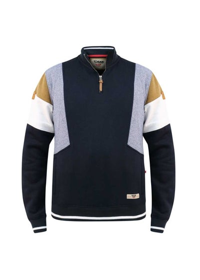 Duke Navy Kenington Panel Kingsize Half Zip Sweatshirt