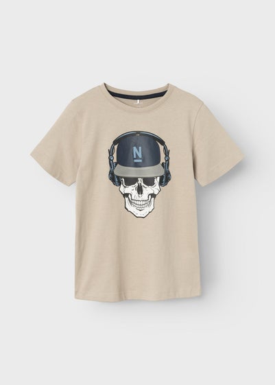 Name It Kids Beige Skull T-Shirt (6-12yrs)