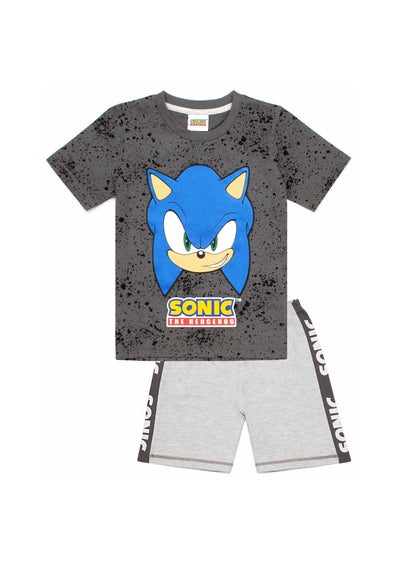 Sonic The Hedgehog Boys Grey Gaming Short Pyjama Set (4-12yrs)