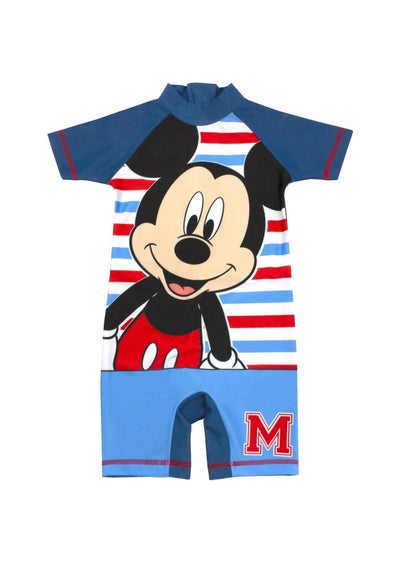 Disney Boys Blue Sunsafe Mickey Mouse One Piece Swimsuit (1-6yrs)