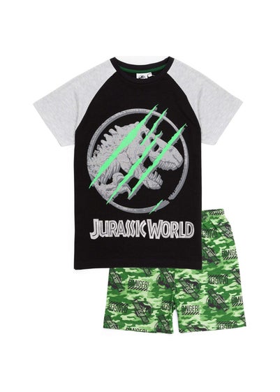 Jurassic World Boys Black/Green Camo Short Pyjama Set (4-12yrs)