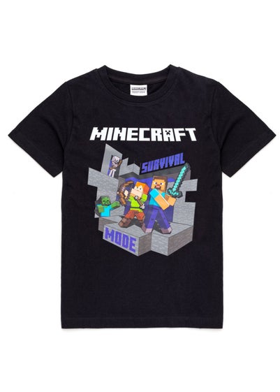 Minecraft Kids Black/Grey Survival Mode T-Shirt (5-14yrs)