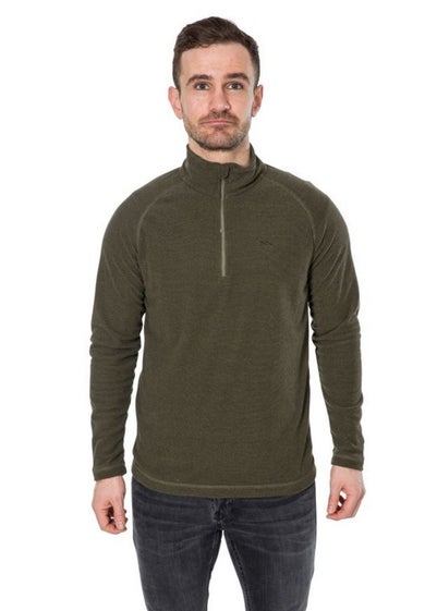 Trespass Grey Green Keynote Anti Pilling 1/4 Zip Fleece Top