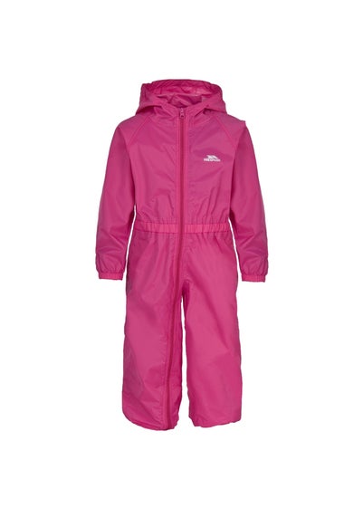 Trespass Kids Vintage Pink Button Waterproof Rain Suit (1-2yrs)