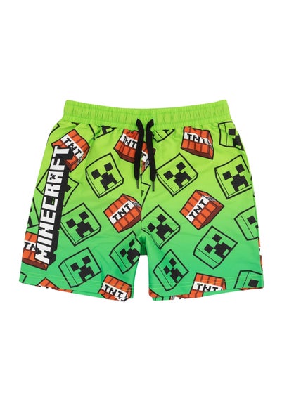 Minecraft Boys Green Creeper Swim Shorts (7-14yrs)