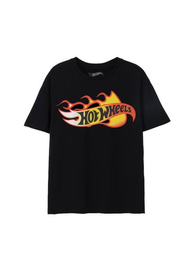 Hot Wheels Black Flames Logo T-Shirt