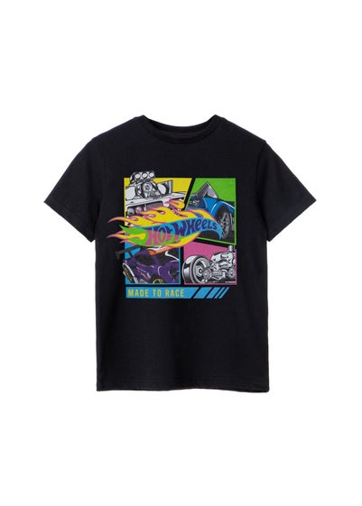 Hot Wheels Boys Black Made To Race Neon T-Shirt (3-12yrs)