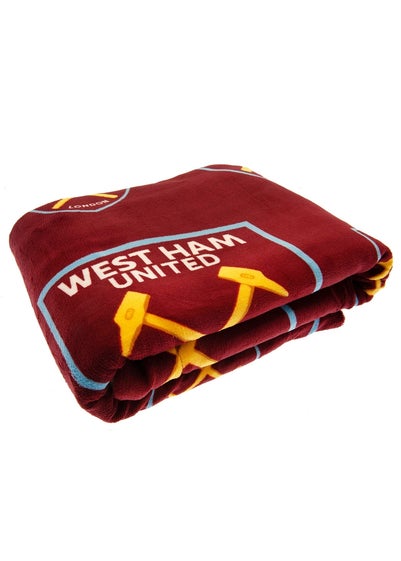 West Ham United FC Red/Blue Sherpa Fleece Crest Blanket