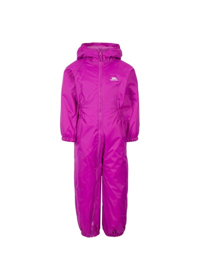 Trespass Baby Purple Button Rain Suit (1-2yrs)