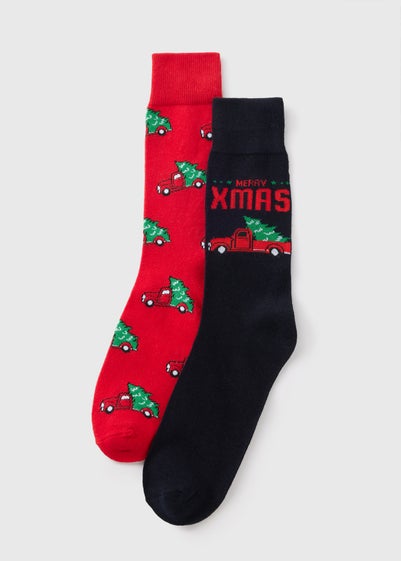 2 Pack Black & Red Christmas Car Socks