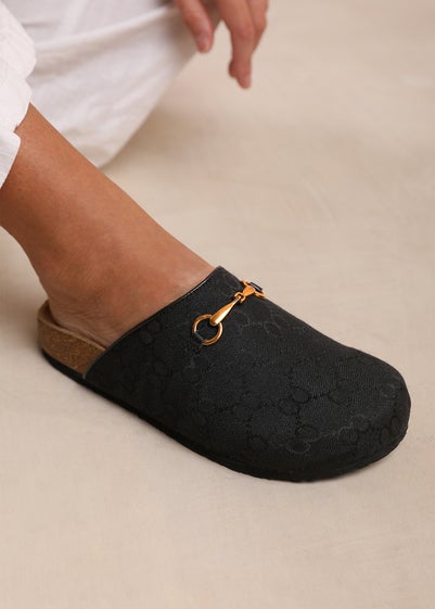 Where's That From Dublin Black Open Back Slip On Loafers