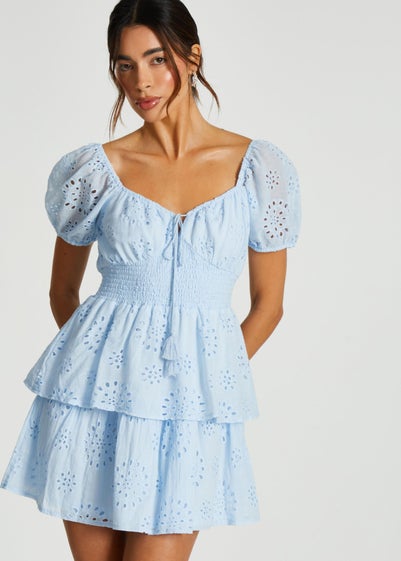 Quiz Blue Tiered Skater Mini Dress