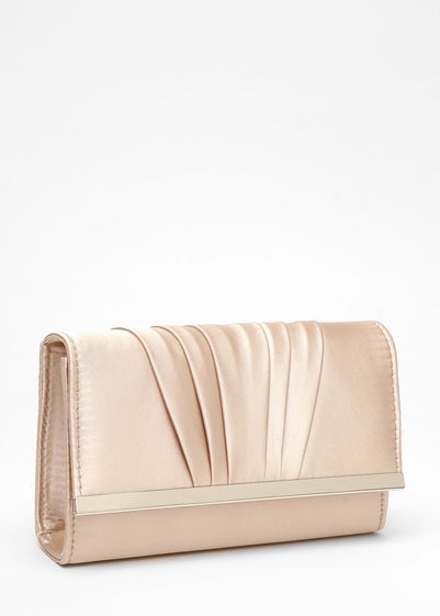 Quiz Cream Satin Pleated Clutch Bag