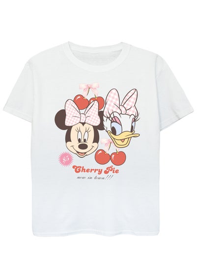 Disney Kids White Minnie Mouse Daisy Duck Cherry T-Shirt (3-13 Years)